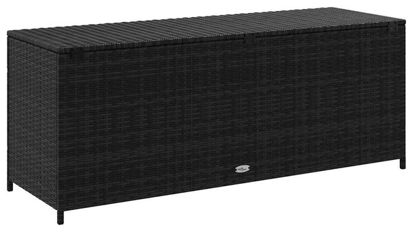 Fekete polyrattan kerti tárolóláda 150 x 50 x 60 cm