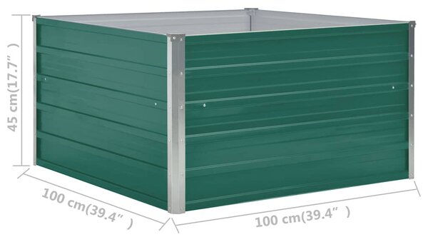 Zöld horganyzott acél kerti magaságyás 100 x 100 x 45 cm
