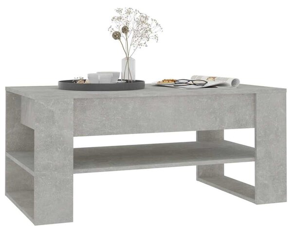 Betonszürke szerelt fa dohányzóasztal 102 x 55 x 45 cm