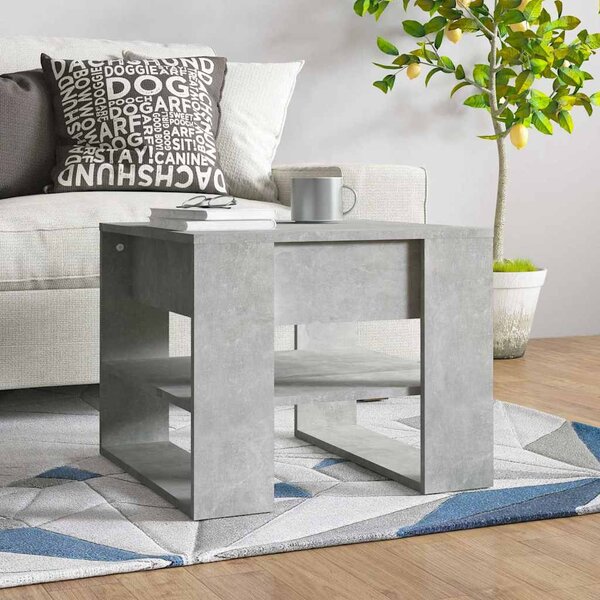 Betonszürke szerelt fa dohányzóasztal 55,5x55x45 cm