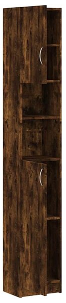 Füstös tölgy színű szerelt fa fürdőszobaszekrény 32x25,5x190 cm
