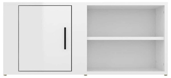 2 db magasfényű fehér szerelt fa TV-szekrény 80x31,5x36 cm