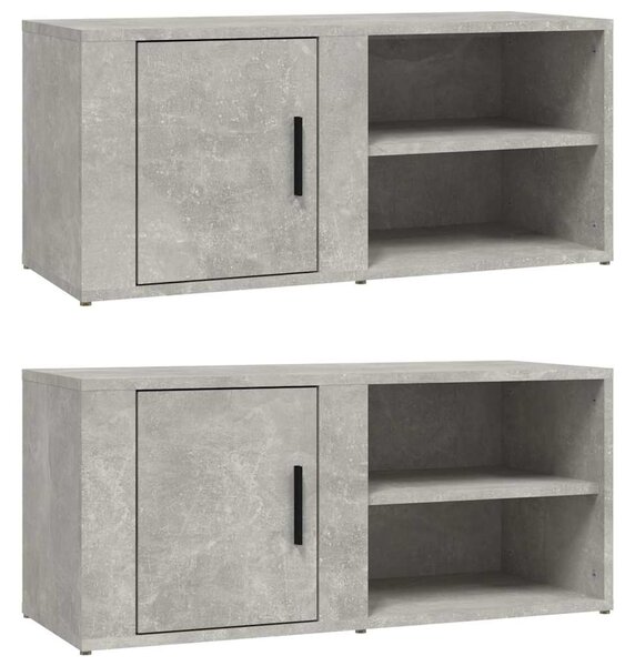 2 db betonszürke szerelt fa TV-szekrény 80x31,5x36 cm