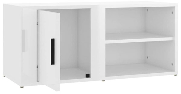 2 db magasfényű fehér szerelt fa TV-szekrény 80x31,5x36 cm