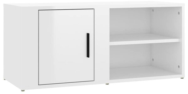 2 db magasfényű fehér szerelt fa TV-szekrény 80x31,5x36 cm