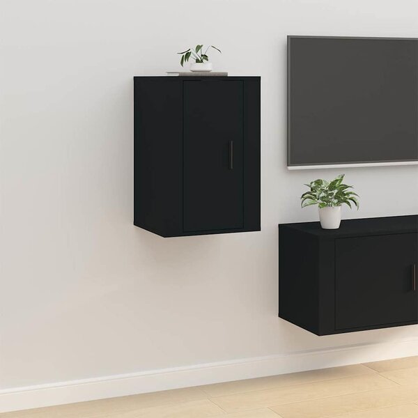2 db fekete falra szerelhető TV-szekrény 40 x 34,5 x 60 cm