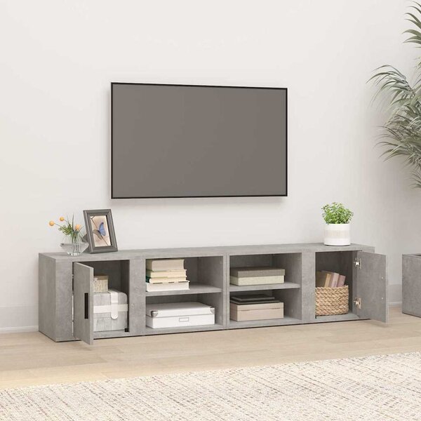 2 db betonszürke szerelt fa TV-szekrény 80x31,5x36 cm