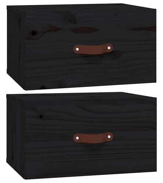 2 db fekete falra szerelhető éjjeliszekrény 40 x 29,5 x 22 cm