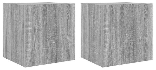 2 db szürke sonoma fali TV-szekrény LED-ekkel 40,5x35x40 cm
