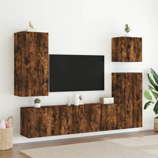 Füstös tölgy színű falra szerelhető TV-szekrény 80x 30 x 41 cm