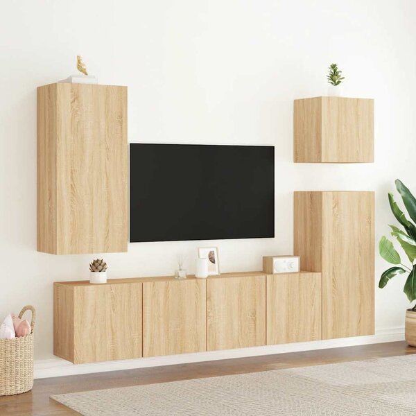 Sonoma tölgy színű falra szerelhető TV-szekrény 80 x 30 x 41 cm