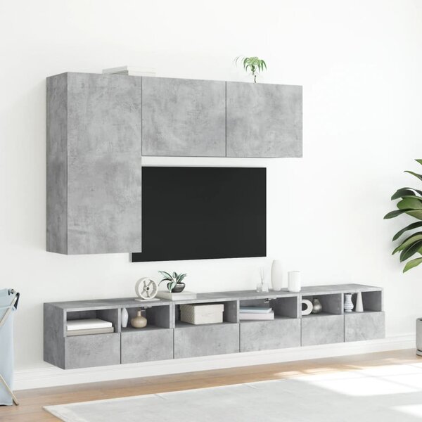 Betonszürke falra szerelhető TV-szekrény 100 x 30 x 41 cm