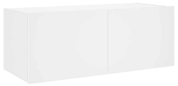 Fehér falra szerelhető TV-szekrény LED-lámpákkal 80x35x31 cm