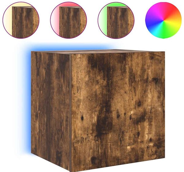 2 db füstös tölgy fali TV-szekrény LED-ekkel 40,5x35x40 cm