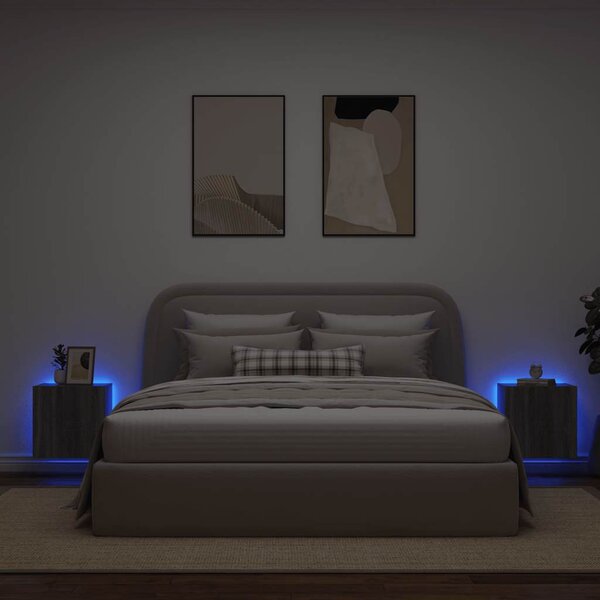 2 db szürke sonoma fali TV-szekrény LED-ekkel 40,5x35x40 cm