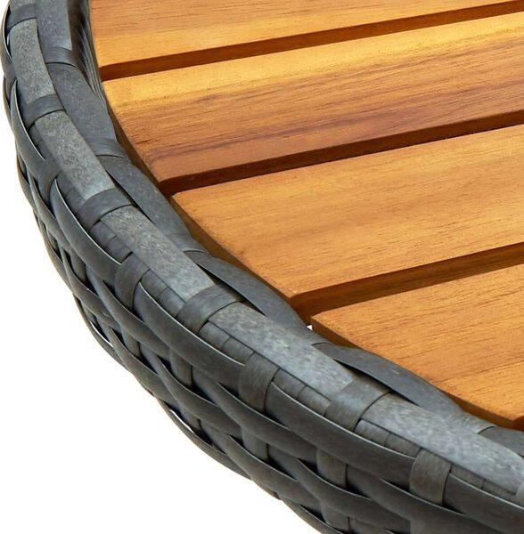 VidaXL 3 részes szürke polyrattan és akácfa bisztrószett párnákkal