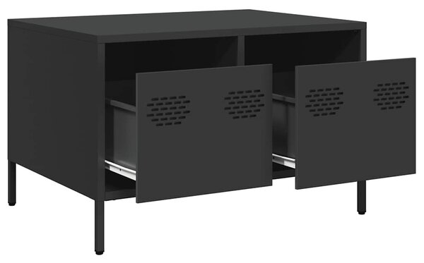 Fekete hidegen hengerelt acél TV-szekrény 68 x 50 x 43,5 cm