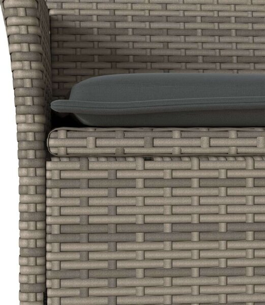 VidaXL 3 részes szürke polyrattan és akácfa bisztrószett párnákkal