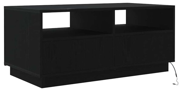 Fekete tölgyszínű dohányzóasztal LED-lámpákkal 90x49x40 cm