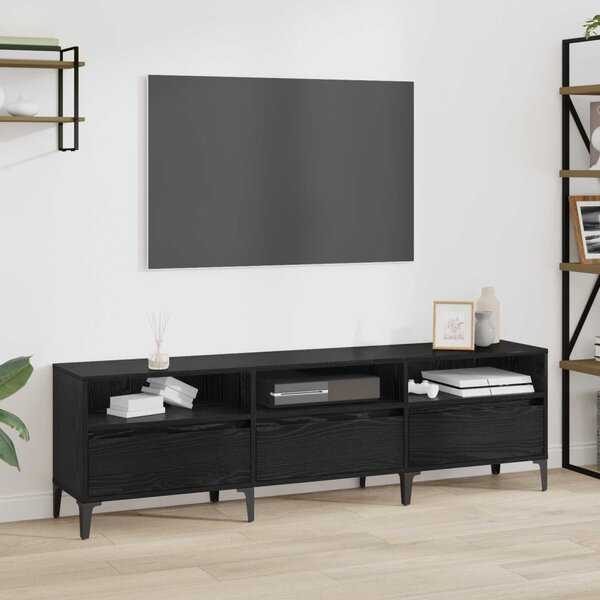 TV szekrény Fekete tölgy 150 x 30 x 45 cm Műszaki fa és vas