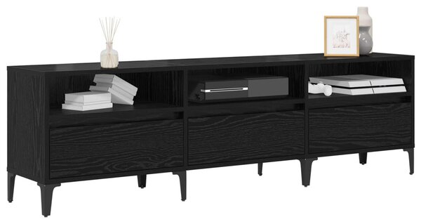 TV szekrény Fekete tölgy 150 x 30 x 45 cm Műszaki fa és vas