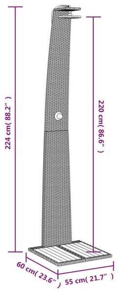 VidaXL Kültéri Zuhanyzó - Polyrattan - 224 cm