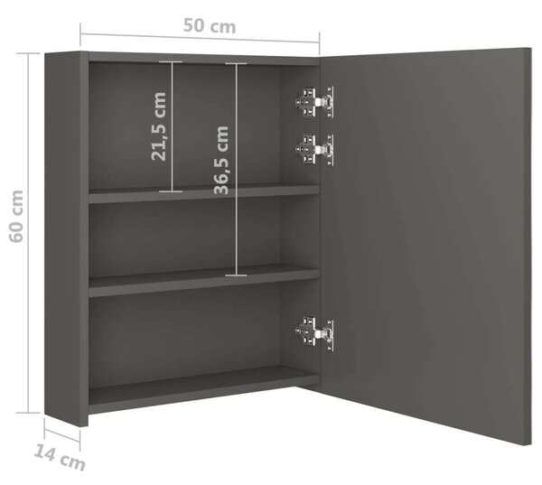 VidaXL LED-es Tükrös Szekrény - 50x14x60 cm