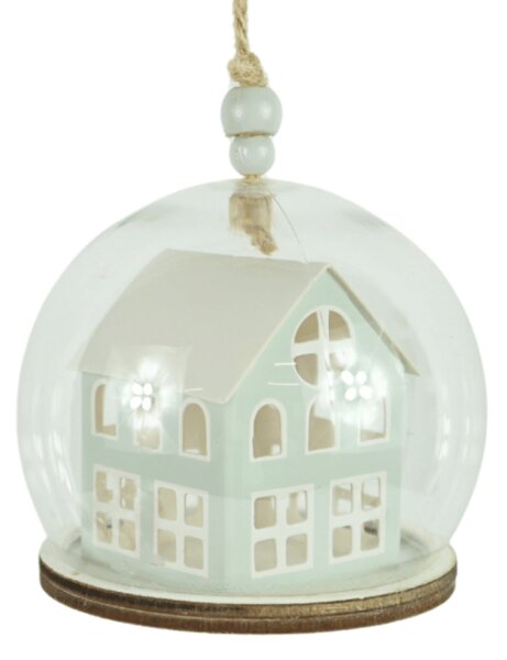 Karácsonyi dísz TINNY HOUSE 8 cm, világoszöld