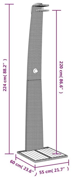 VidaXL Kültéri Zuhanyzó - Polyrattan és Akácfa - 224 cm