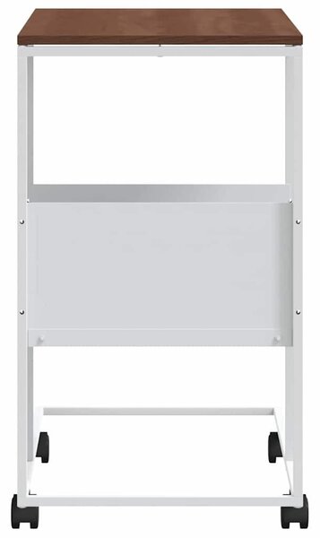Fehér szerelt fa kisasztal kerekekkel 55x36x63,5 cm