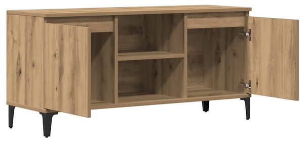 Kézműves tölgy színű szerelt fa TV-szekrény 102x35x50 cm
