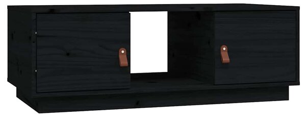 Fekete tömör fenyőfa dohányzóasztal 100 x 100 x 40 cm