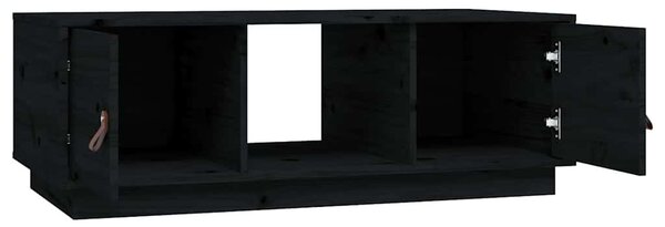 Fekete tömör fenyőfa dohányzóasztal 100 x 100 x 40 cm