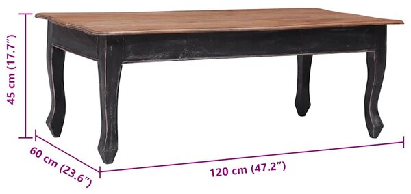Fekete tömör mahagóni dohányzóasztal 120 x 60 x 45 cm