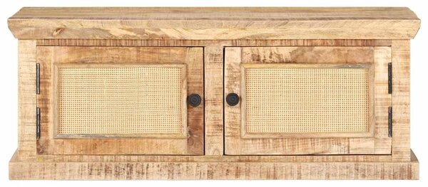 Tömör mangófa és természetes nád dohányzóasztal 90 x 50 x 35 cm