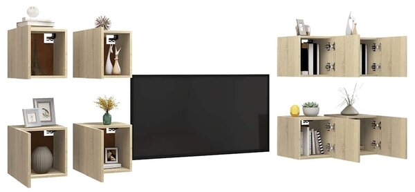 8 db sonoma tölgy falra szerelhető TV-szekrény 30,5x30x30 cm