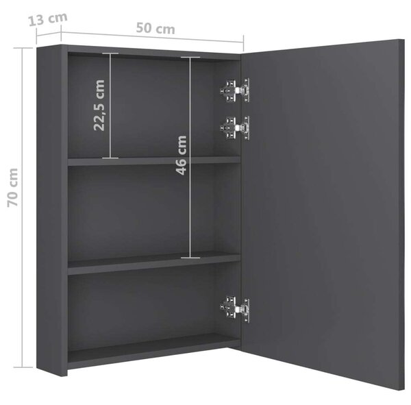 VidaXL LED-es Tükrös Szekrény - 50x13x70 cm