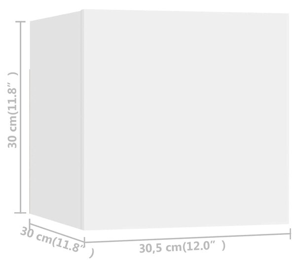 8 db fehér falra szerelhető TV-szekrény 30,5 x 30 x 30 cm