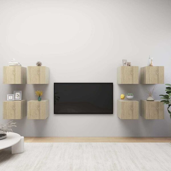 8 db sonoma tölgy falra szerelhető TV-szekrény 30,5x30x30 cm