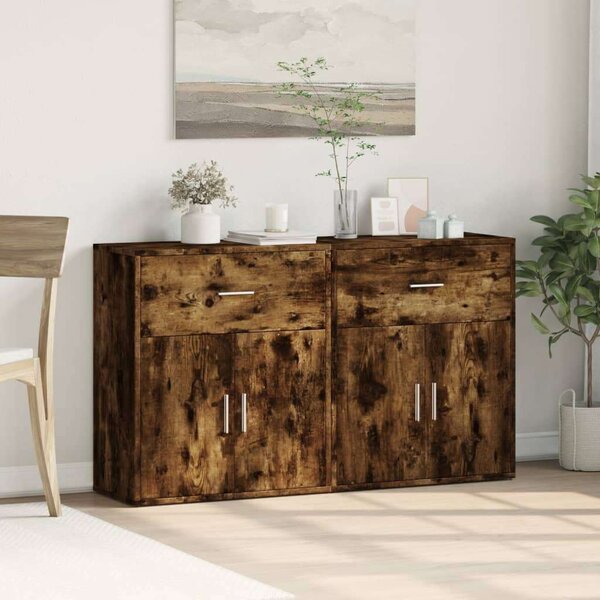 VidaXL Tölgyfa Tálalószekrény Szett - 2 db - 60x31x70 cm