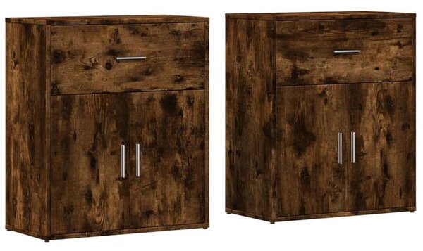 VidaXL Tölgyfa Tálalószekrény Szett - 2 db - 60x31x70 cm