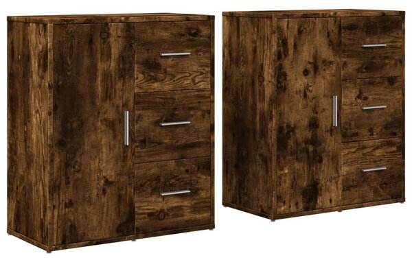 VidaXL Tölgyfa Tálalószekrény Szett - 2 db - 60x31x70 cm