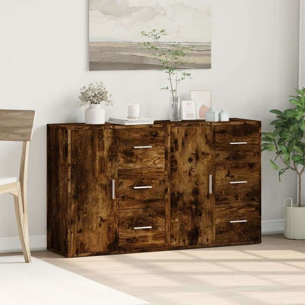 VidaXL Tölgyfa Tálalószekrény Szett - 2 db - 60x31x70 cm