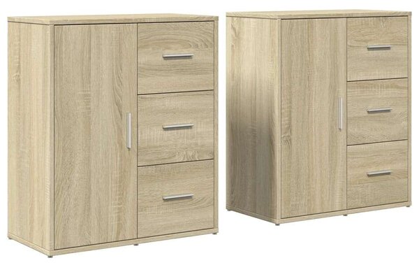 VidaXL Tölgyfa Tálalószekrény Szett - 2 db - 60x31x70 cm