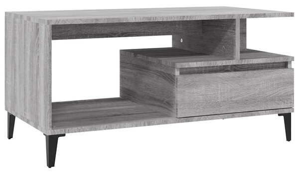 Szürke sonoma szerelt fa dohányzóasztal 90x49x45 cm