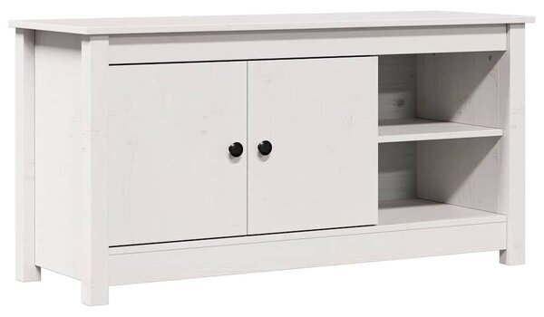 Fehér tömör fenyőfa TV-szekrény 103 x 36,5 x 52 cm