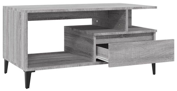 Szürke sonoma szerelt fa dohányzóasztal 90x49x45 cm