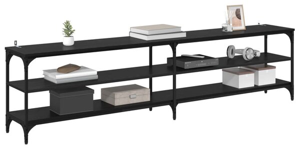 TV szekrény 200 x 30 x 50 cm Fekete tölgy Műszaki fa és vas