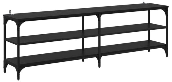 TV szekrény 160 x 30 x 50 cm Fekete tölgy Műszaki fa és vas