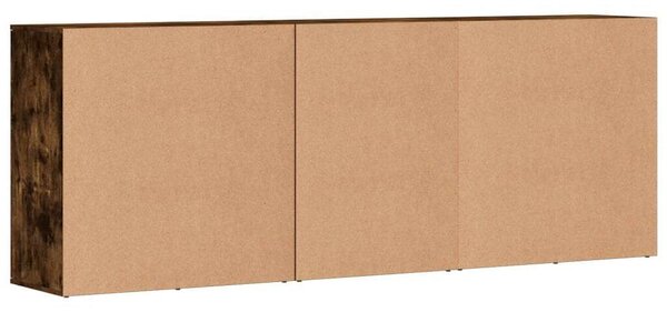 VidaXL Tölgyfa Tálalószekrény - 3 db, Füstös Tölgy